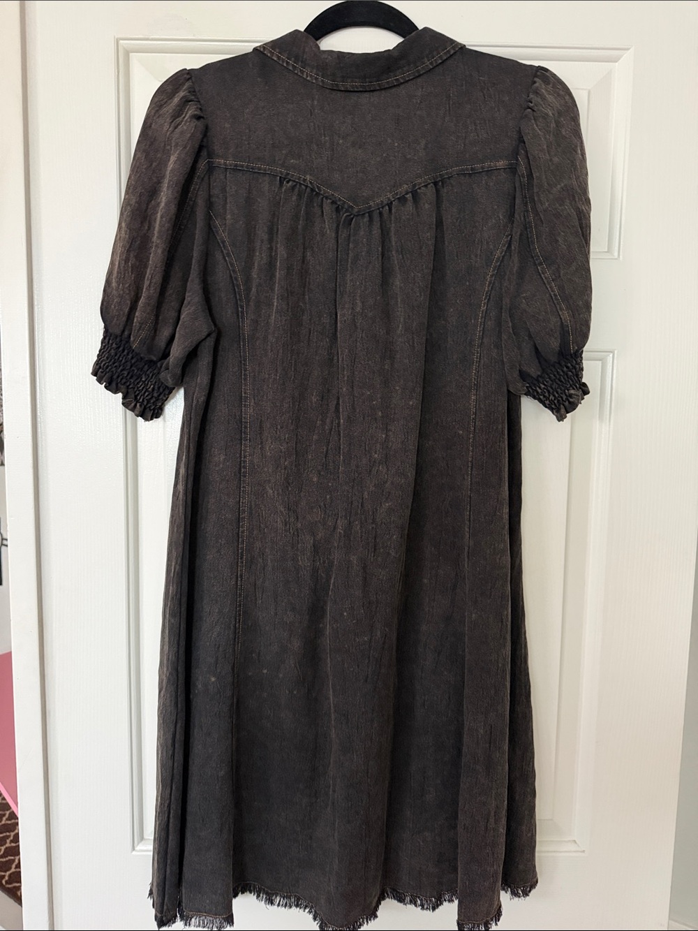 UMGEE Washed Black Button-Front Country Style Midi Dress - Picture 6 of 7